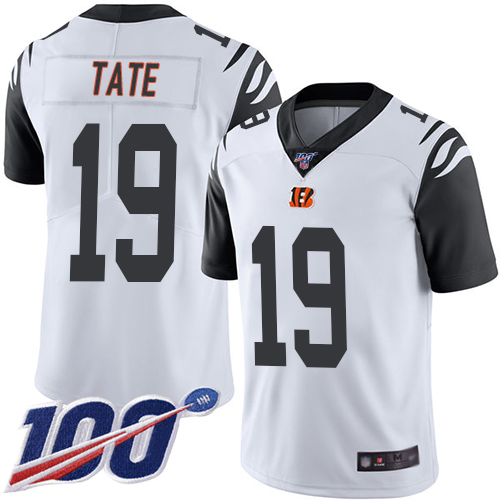 Cincinnati Bengals Limited White Men Auden Tate Jersey NFL Footballl 19 100th Season Rush Vapor Untouchable